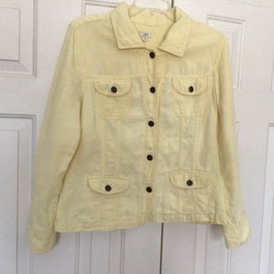 J.JILL Linen Yellow Jacket . Size M .